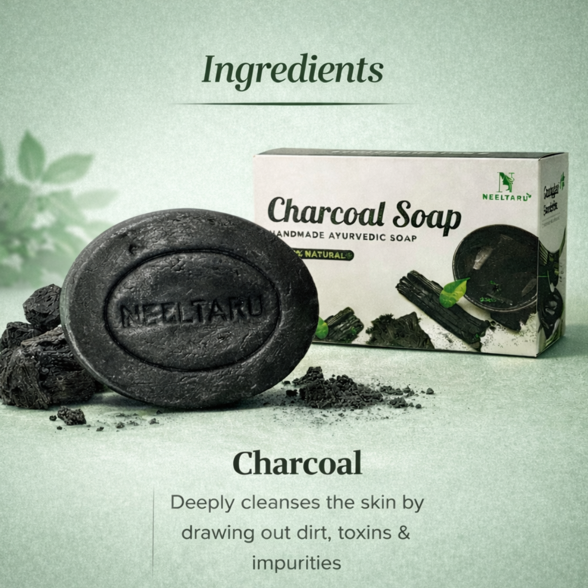 Neeltaru Charcoal Soap Combo Pack (Buy 4 Get 1 Free) – Ayurvedic Deep Cleansing Soap for Clear & Fresh Skin - Image 2
