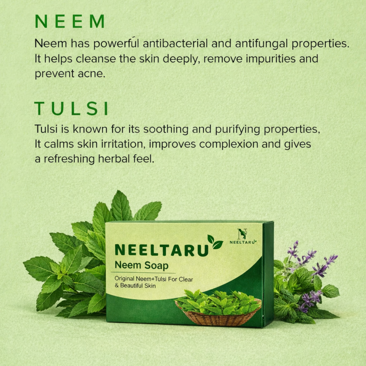 Neeltaru Neem Soap Combo Pack (Buy 4 Get 1 Free) – Ayurvedic Neem Soap for Clear, Clean & Healthy-Looking Skin - Image 4